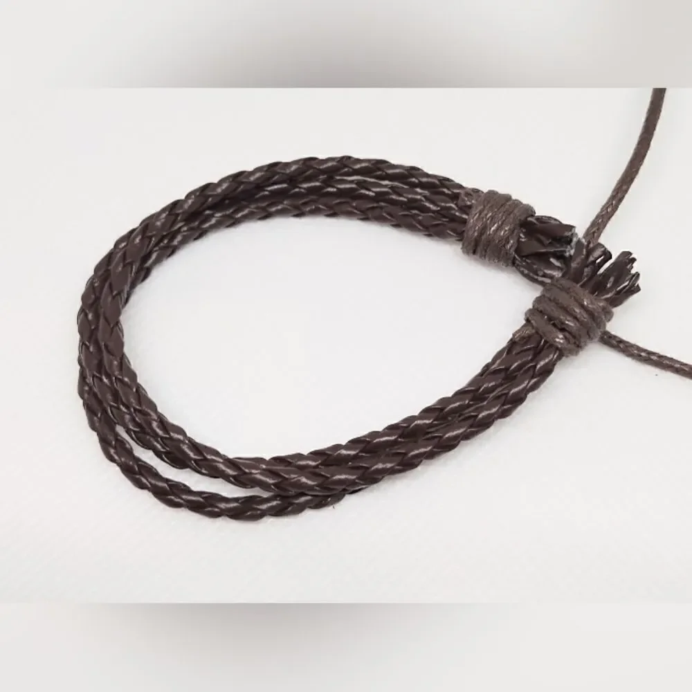 Men's‎ bracelet leather braided layered brown new jewelry d92